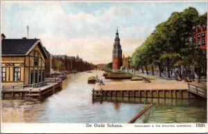 Netherlands Amsterdam De Oude Schans Vintage Postcard C091