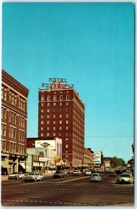 c1950s Cedar Rapids, IA First Ave Hotel Roosevelt Downtown Stores Cars Vtg A133