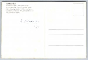 1971  Holland America Cruises to Alaska  SS Statendam Postcard