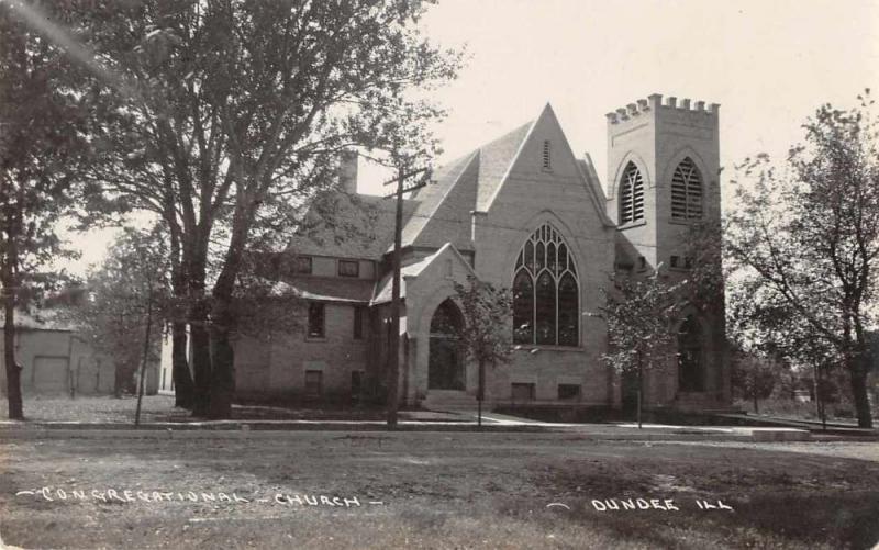 Dundee Illinois Congregational Church Real Photo Antique Postcard J64307