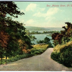 c1910s Fort Dodge, IA Des Moines River Birds Eye Trail Road Litho Postcard A184