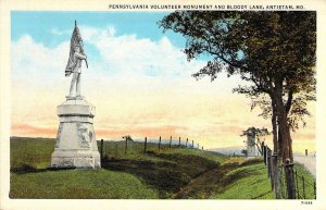 Civil War, Pennsylvania Volunteer Monument Bloody Lane,Antietam, MD,Old Postcard