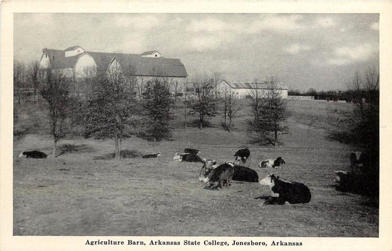 1940s Printed Postcard; Agriculture Barn, Arkansas State College Jonesboro AR 