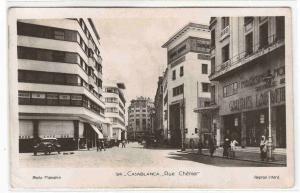 Rue Chenier Street Scene Casablanca Morocco RPPC Real Photo postcard