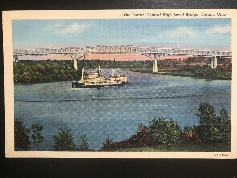 Vintage Postcard 1940 Lorain Central High Level Bridge Lorain Ohio 