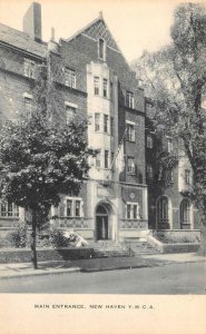 NEW HAVEN, Connecticut CT      YMCA~Main Entrance     Black & White Postcard