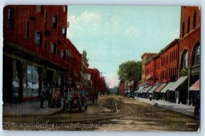 Burlington Vermont Postcard Church Street Looking South c1920s Business Section