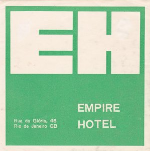 Brasil Rio De Janeiro Empire Hotel Vintage Luggage Label sk3209