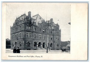 c1910 Government Buildings Post Office Exterior Peoria Illinois Vintage Postcard