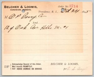 1895  Providence  Rhode Island  Belcher & Loomis  Hardware Receipt  6 x 5