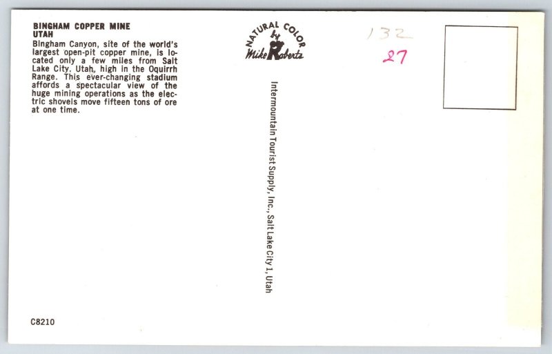 Mining~Air View Bingham Copper Mine Utah~Vintage Postcard