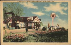 Branson MO Chula Vista Texaco Gas Staion Linen Roadside Postcard