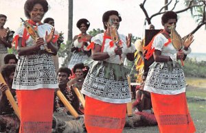 Meke, Men performing fierce club and spear dances Fiji Postal Used Unknown 