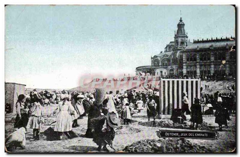 Old Postcard Ostend children Games