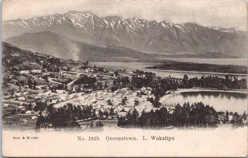 Queenstown NZ New Zealand Lake Wakatipu Muir & Moodie Postcard E33