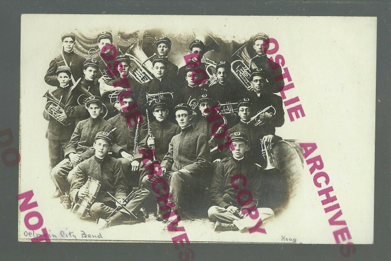 Oelwein IOWA RPPC c1910 BAND in STUDIO SHOT Uniforms nr Independence Fayette