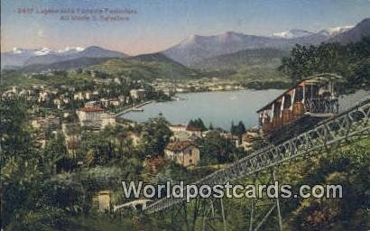 Lugano Clla Ferrovia Funicolare Monte S Salvatore Swizerland Writing On Back 