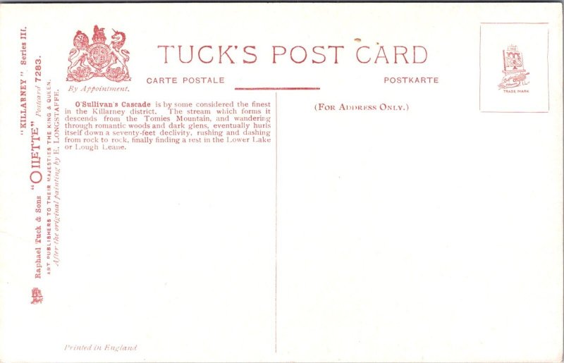 O'Sullivan's Cascade, Killarney Tuck 7283 Vintage Postcard Z03