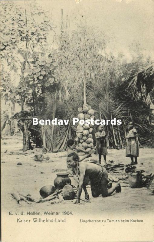 german new guinea, Kaiser-Wilhelmsland, Papua Woman Cooking at Tumleo (1904)