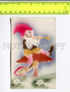 272045 Funny GNOME Dwarf MUSHROOM Vintage RUSSIA Soviet card