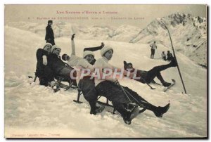 Postcard Old Sport d & # 39hiver Ski Luchon Plateau Suberbagneres Sledging