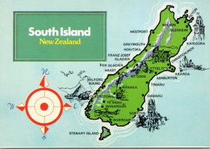 Postcard Map New Zealand South Island