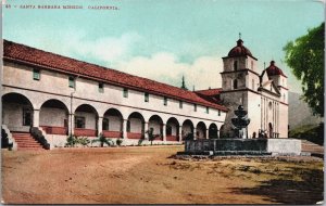 USA Santa Barbara Mission  California Vintage Postcard C035