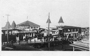 Old Orchard Beach ME Aerial View in 1920 Vaudeville Dancing Sign RPPC