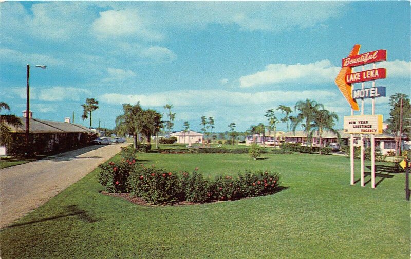 Auburndale Florida 1950-60s Postcard Lake Lena Motel