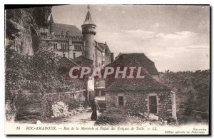 Postcard Old Street Rocamadour in Haberdashery and Palace of the Bishops of T...