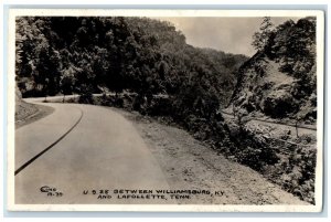 c1940 Road Exterior Between Williamsburg Kentucky Lafollette Tennessee Postcard