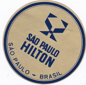 Brasil Sao Paulo Hilton Hotel Vintage Luggage Label sk3218