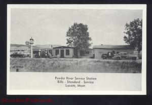 LOCATE MONTANA POWDER RIVER GAS STATION 1940's CARS ADVERTISING POSTCARD B&W