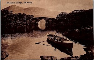 c1910 KILLARNEY IRELAND BRICKEEN BRIDGE LADY ROW BOAT ANTHONY POSTCARD 34-267