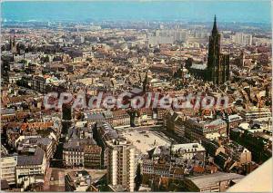 Modern Postcard Strasbourg (Bas Rhin) Aerial view of Cathedral Place Kleber