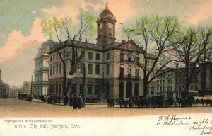 Vintage Postcard 1906 City Hall Building Hartford Connecticut CT