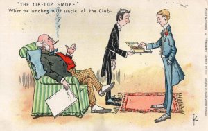 Smokers Tip Top Smoking Antique Cigar Box Upper Class Old Comic Postcard