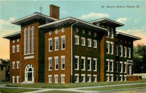 Vintage Wheelock Postcard; Peoria IL, St. Mary's School, Posted 1911