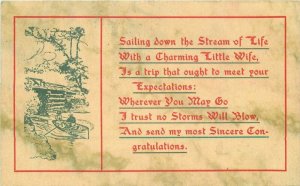 Arts Crafts Sailing stream of living saying Levi's 1911 Postcard 20-3721