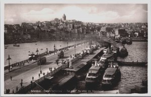 Turkey Istanbul Galata Koprusu Vintage RPPC C245