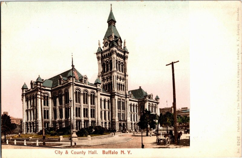 City and County Hall, Buffalo NY Undivided Back Vintage Postcard V22