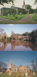 Polstead Pond Suffolk Reflections & Church 3x Postcard s