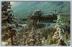 Banff Springs Hotel In Winter, Banff National Park, Alberta, Vintage Postcard