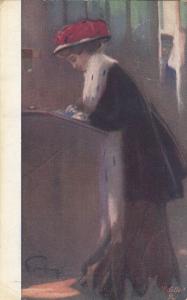 Artist signed 1916 postcard - From the cosmopolitan city life scene