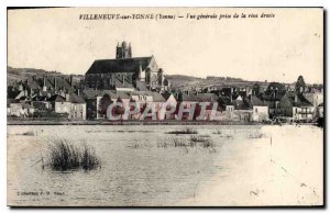 Old Postcard Villeneuve sur Yonne Yonne General view taken from the right bank