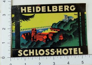 C. 1930's-40's Poster Stamp Luggage Label Heidelberg Schloss-Hotel E5