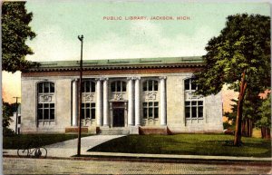 Postcard Public Library in Jackson, Michigan