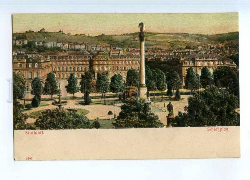 247135 GERMANY STUTTGART Shlossplatz Vintage embossed postcard