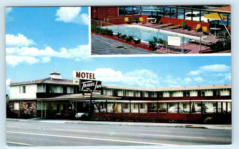 SAN CARLOS, CA California ~ TRAVEL INN MOTEL c1970s Roadside  Postcard