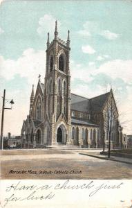 WORCESTER, MA Massachusetts   ST PAUL'S CATHOLIC CHURCH    1907 UDB Postcard